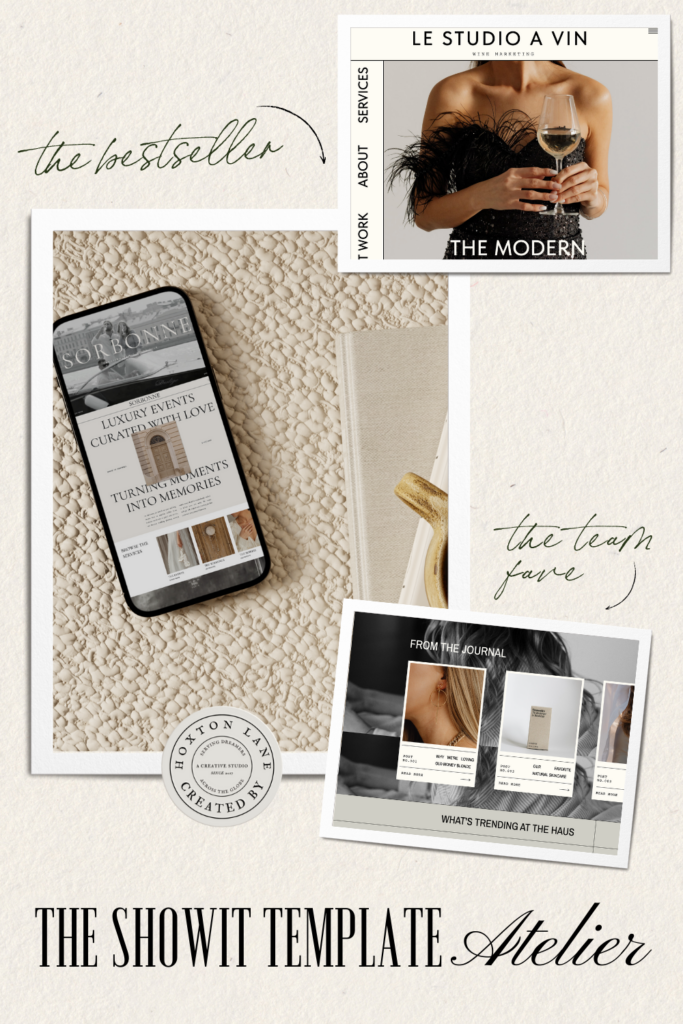 Moodboard mockup of Showit Website Templates